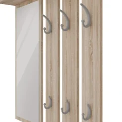 Appendiabiti a parete con specchio 85x82x15 cm rovere chiaro MIT7