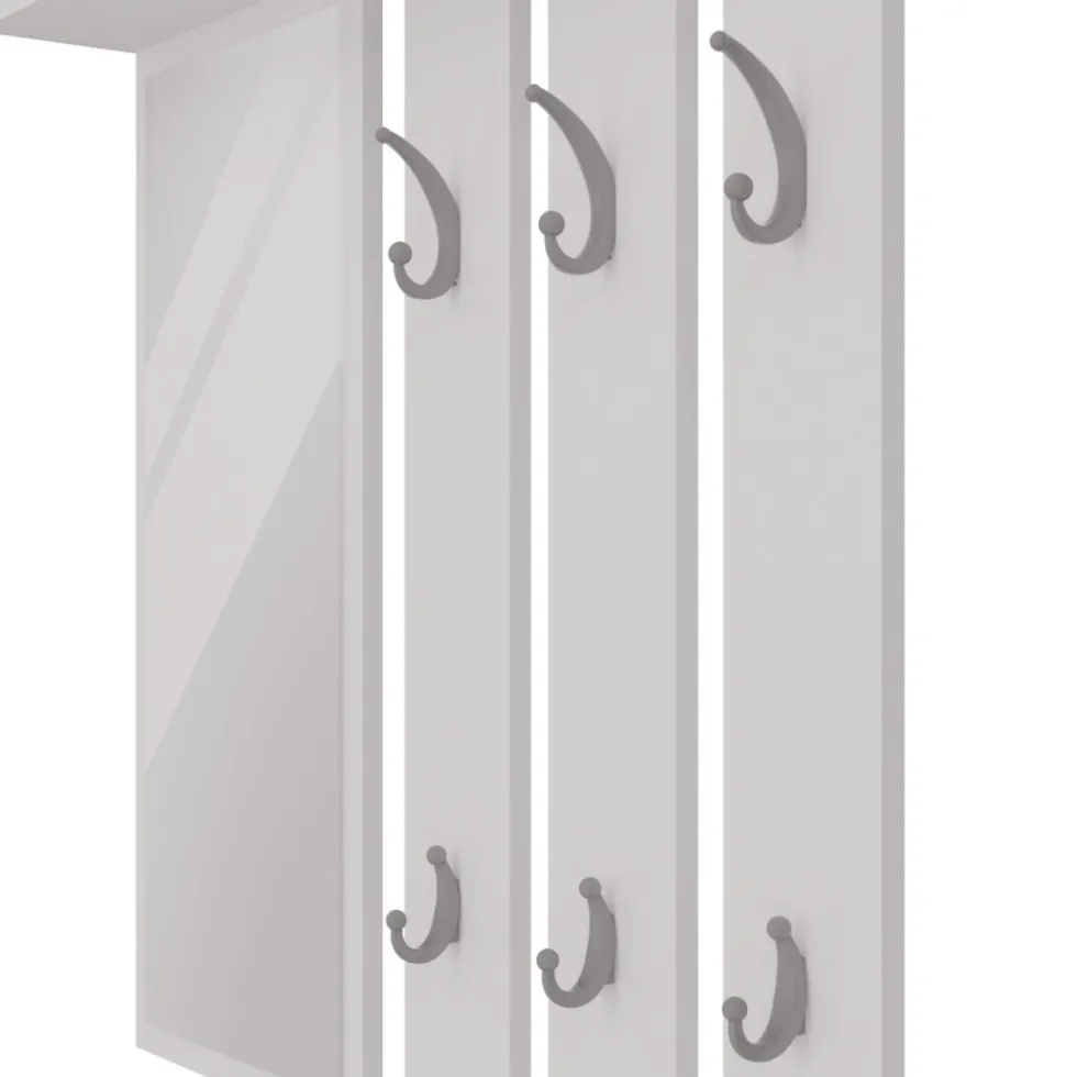 Appendiabiti a parete con specchio 85x82x15 cm bianco MIT7