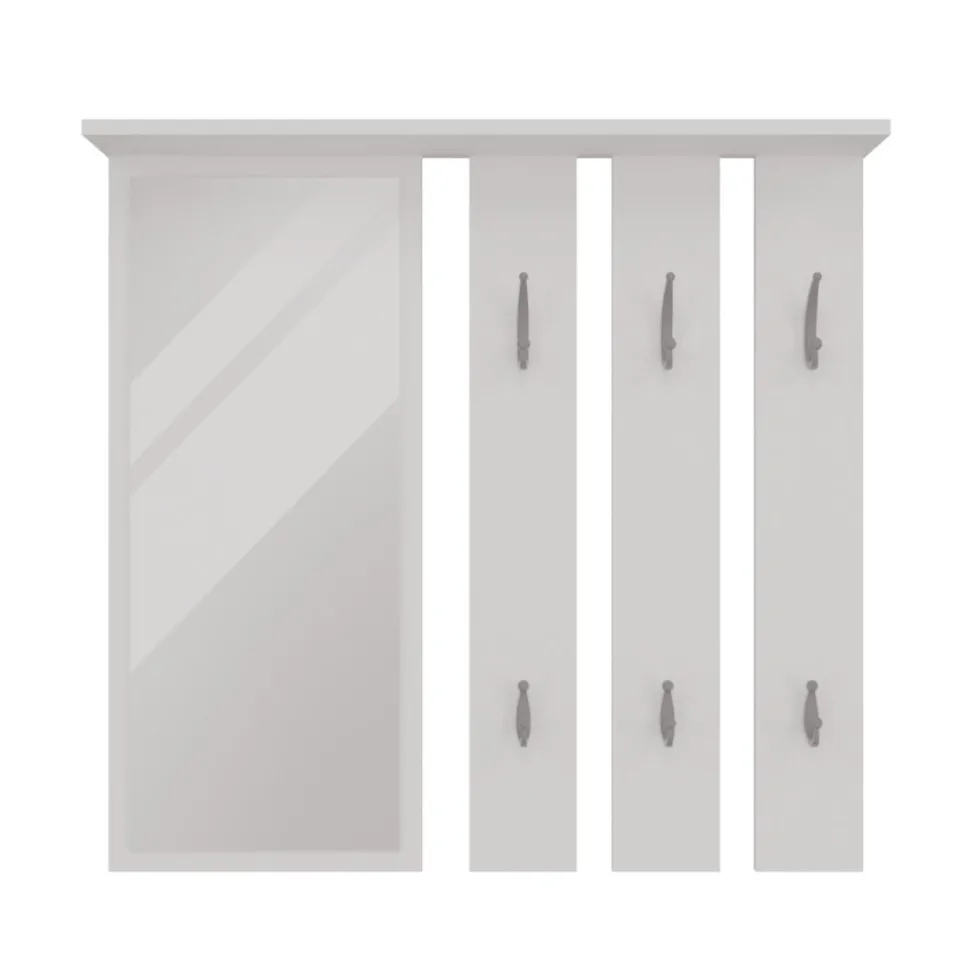 Appendiabiti a parete con specchio 85x82x15 cm bianco MIT7