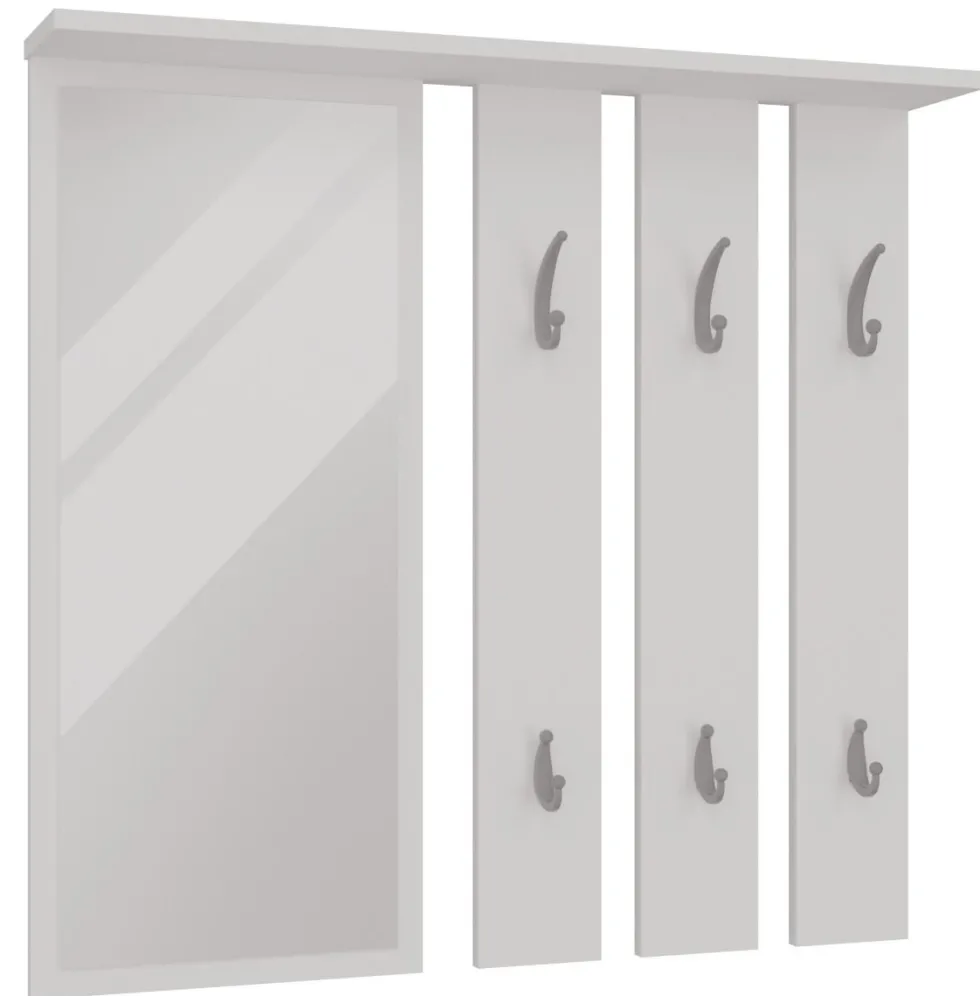 Appendiabiti a parete con specchio 85x82x15 cm bianco MIT7