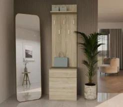 Appendiabiti con scarpiera moderno rovere chiaro MIT8