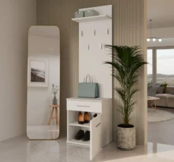 Appendiabiti con scarpiera moderno bianco MIT8