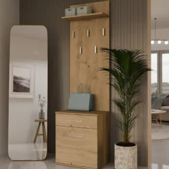 Appendiabiti con scarpiera moderno rovere MIT8