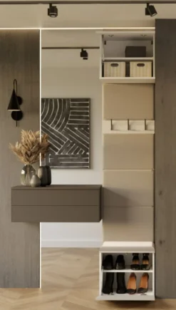 Appendiabiti ingresso 50x238 cm con scarpiera beige cashmere MIT17