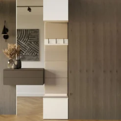 Appendiabiti ingresso 50x238 cm con scarpiera bianco e beige cashmere MIT17