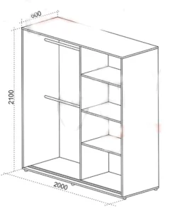 Armadio a 2 ante scorrevoli moderno 200x210 cm rovere chiaro e antracite AU46