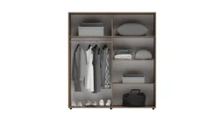 Armadio a 2 ante scorrevoli moderno 180x200x59 cm bianco lucido AG45
