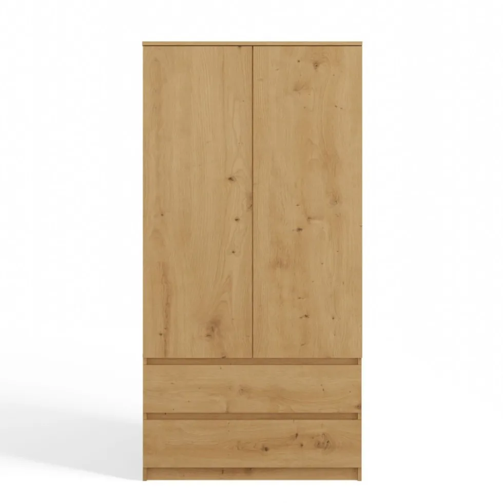 Armadio a 2 ante 90x180 cm con cassetti rovere AT10