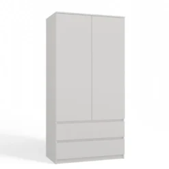 Armadio a 2 ante 90x180 cm con cassetti bianco opaco AT10