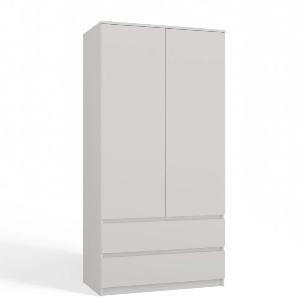 Armadio a 2 ante 90x180 cm con cassetti bianco opaco AT10