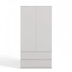 Armadio a 2 ante 90x180 cm con cassetti bianco opaco AT10