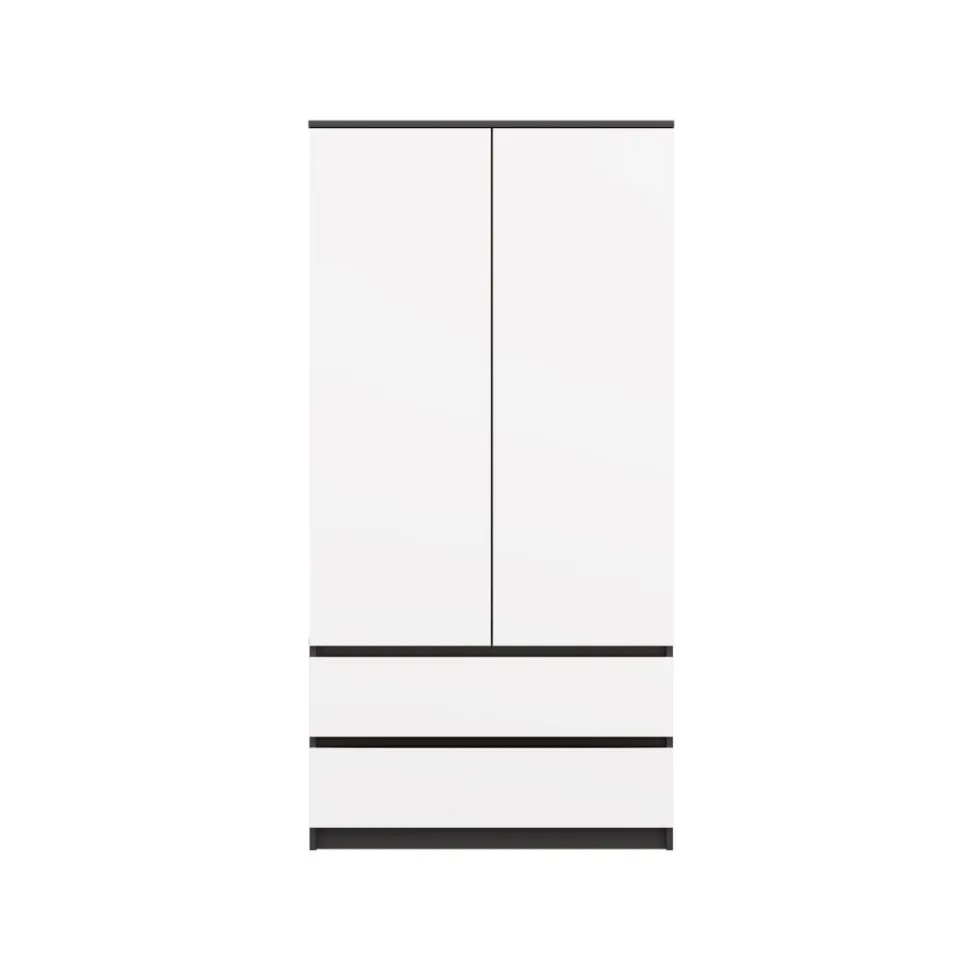 Armadio a 2 ante 90x180 cm con cassetti bianco e antracite AT10