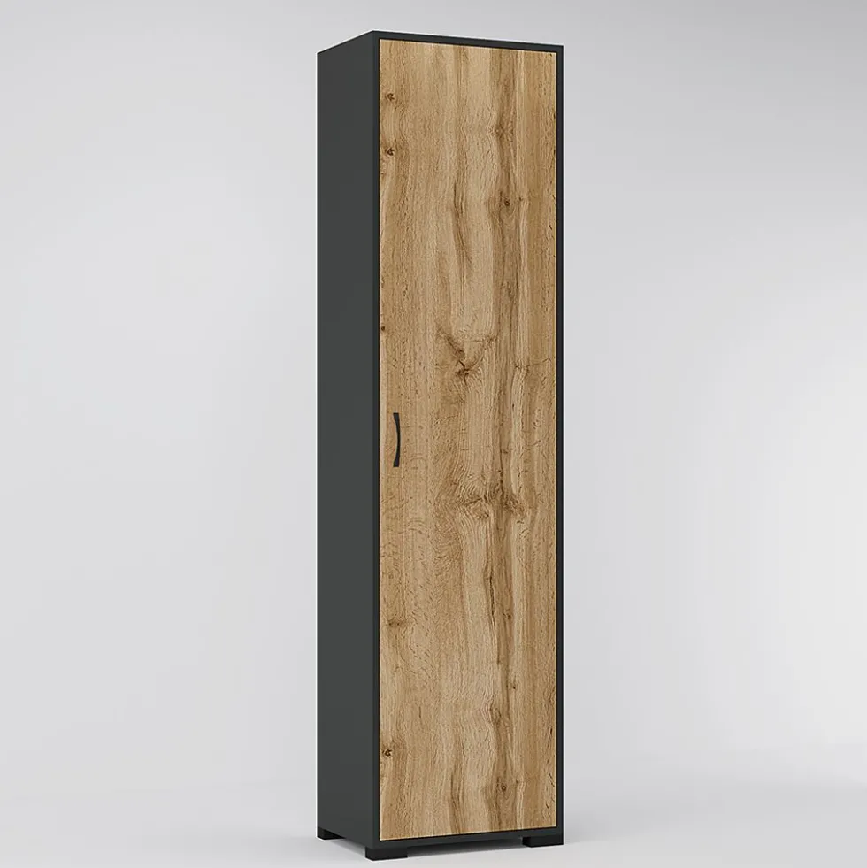 Armadio a colonna antracite e rovere naturale ASG1