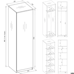 Armadio ad anta battente 50x180 apertura tip-on bianco AT7
