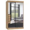 Armadio ad ante scorrevoli 120x200 cm specchiato rovere AT4