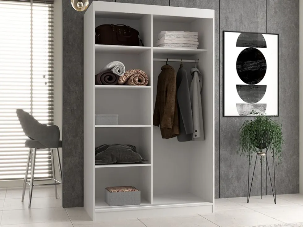 Armadio ad ante scorrevoli 120x200 cm specchiato rovere AT4