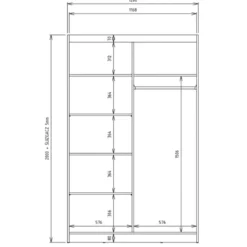 Armadio ad ante scorrevoli 120x200 cm specchiato antracite AT4