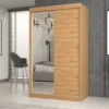 Armadio ad ante scorrevoli 120x200 cm con specchio rovere AT3