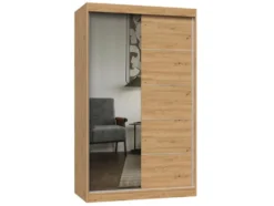Armadio ad ante scorrevoli 120x200 cm con specchio rovere AT3
