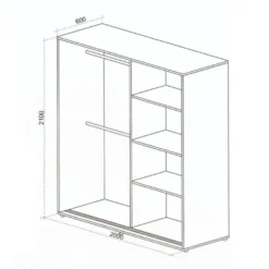 Armadio ad ante scorrevoli 200x210x60 cm noce, beige e verde oliva AU47