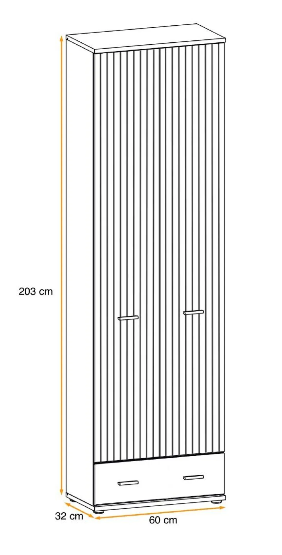 Armadio a due ante battenti moderno 60x203 ACP11