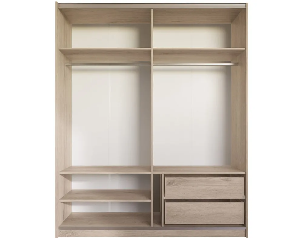 Armadio a due ante scorrevoli a specchio in rovere chiaro AI10