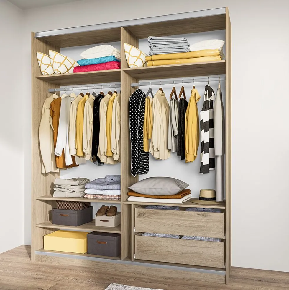 Armadio a due ante scorrevoli a specchio in rovere chiaro AI10