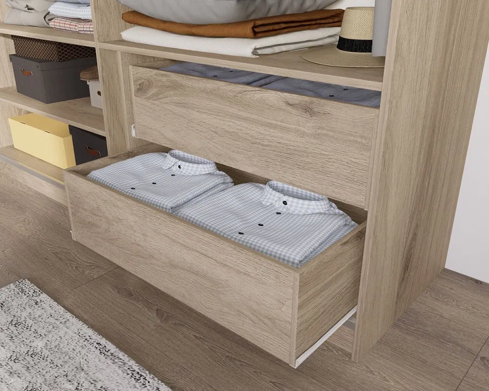 Armadio a due ante scorrevoli a specchio in rovere chiaro AI10
