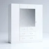 Armadio 4 ante battenti e 2 cassetti 160x181x52 cm bianco lucido AG49
