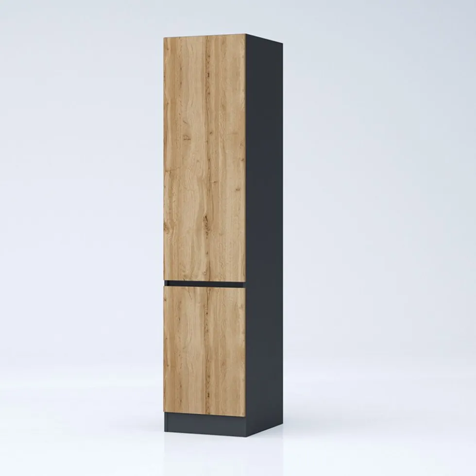 Armadio 2 ante battenti moderno 45x200x52 cm rovere e antracite AG54