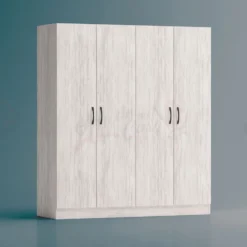 Armadio 4 ante battenti 160x181x52 cm bianco legno AG43