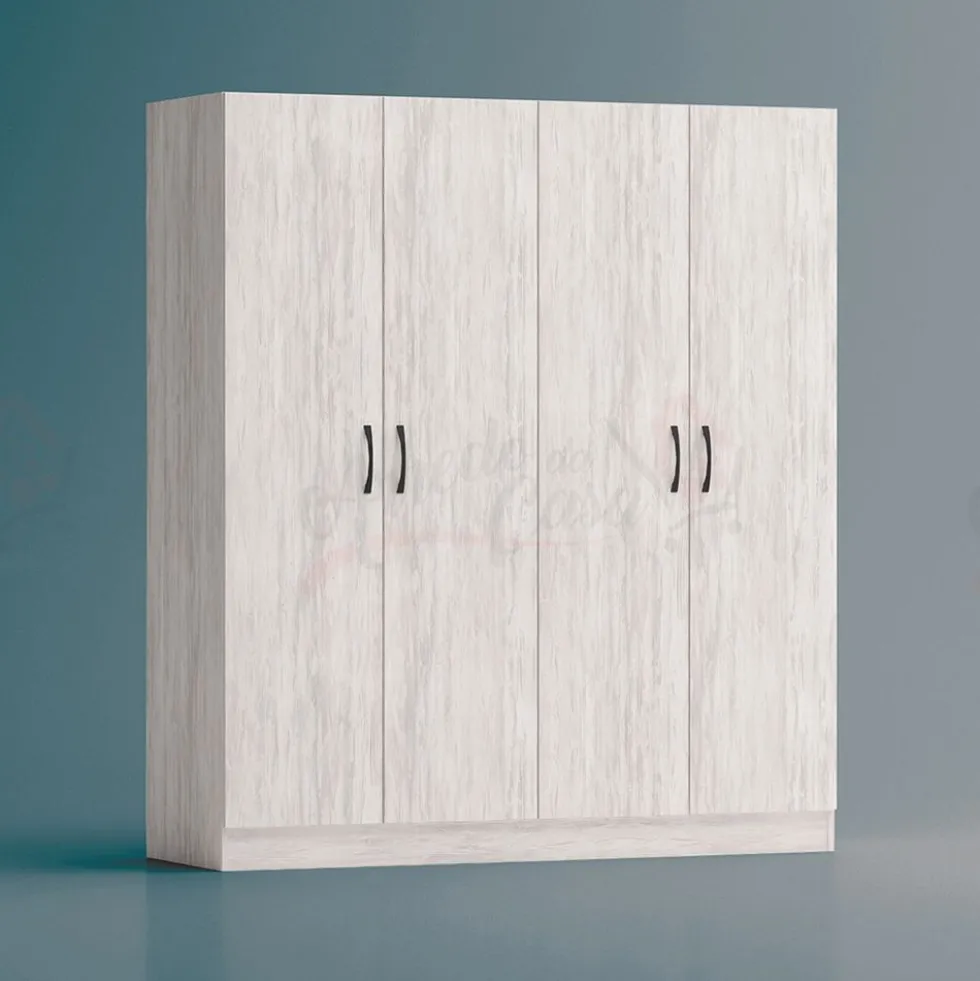 Armadio 4 ante battenti 160x181x52 cm bianco legno AG43