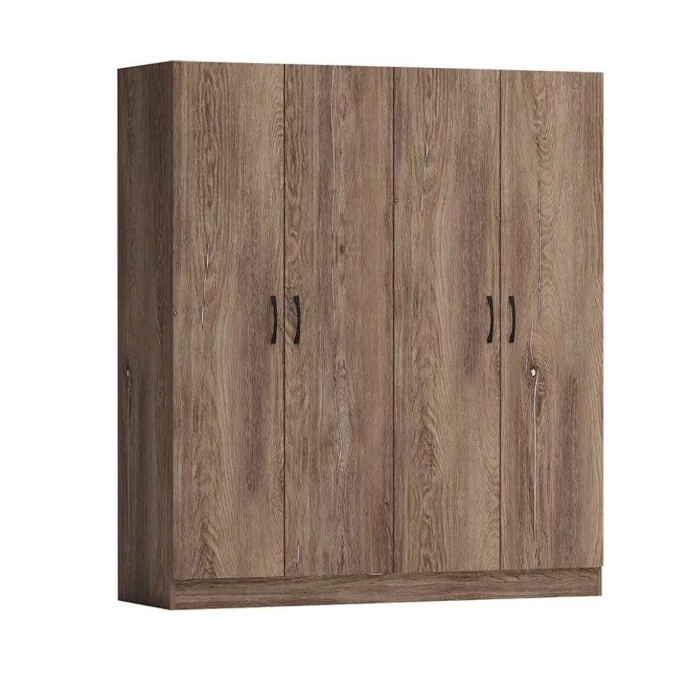 Armadio 4 ante battenti 160x181x52 cm marrone AG43