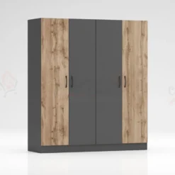 Armadio 4 ante battenti 160x181x52 cm rovere e antracite AG43