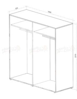 Armadio 4 ante bianco effetto legno e nero AU22
