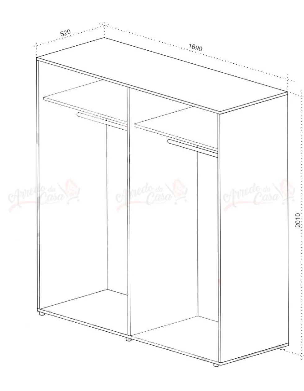 Armadio 4 ante bianco effetto legno e nero AU22