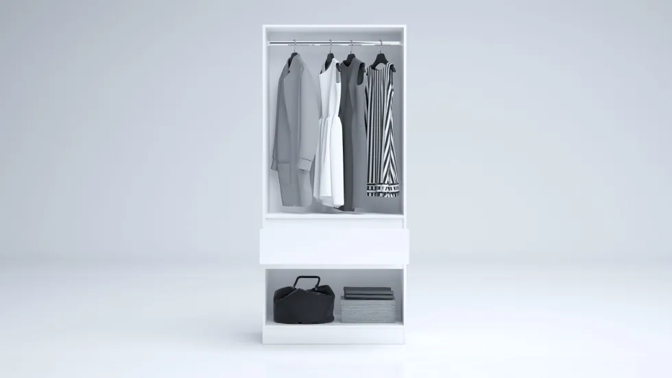 Armadio 4 ante e 1 cassetto 90x200x52 cm bianco lucido AG55