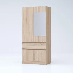 Armadio 4 ante e 1 cassetto 90x200x52 cm rovere AG55