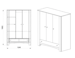 Armadio 3 ante in rovere scuro AI1016
