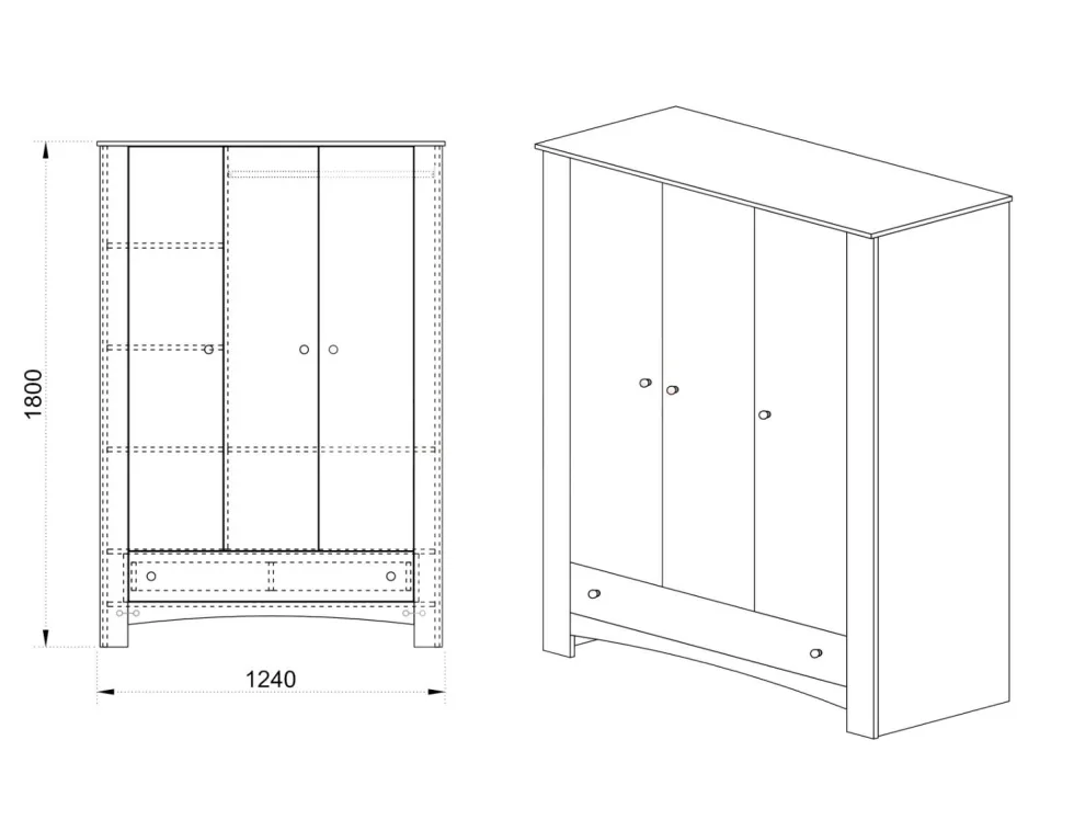 Armadio 3 ante in rovere scuro AI1016