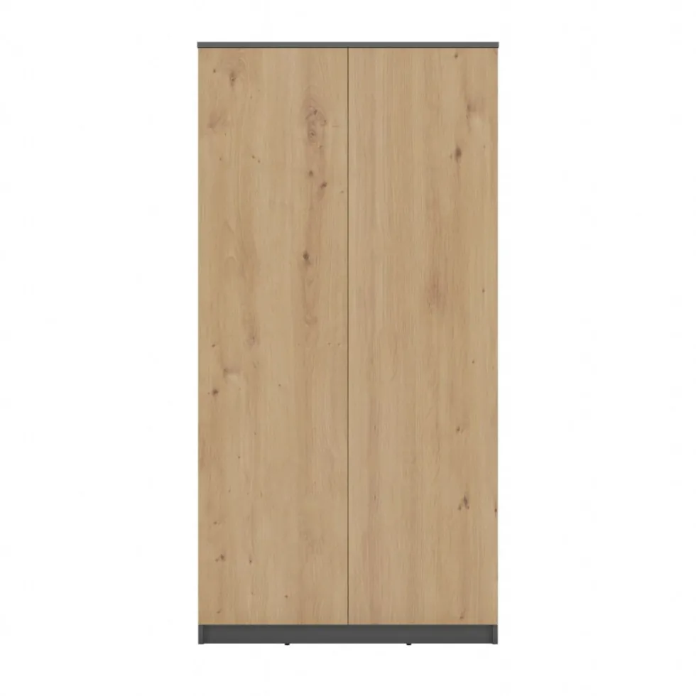 Armadio 2 ante 90x180 cm con ripiani interni rovere e antracite AT9
