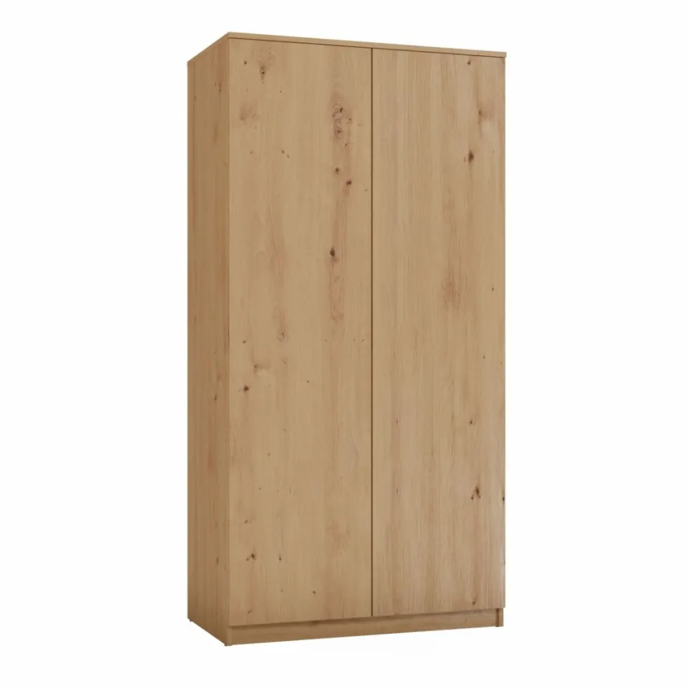 Armadio 2 ante 90x180 cm con ripiani interni rovere AT9