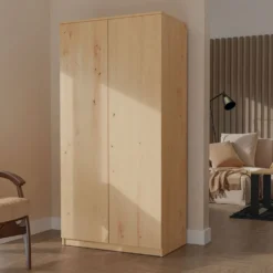Armadio 2 ante 90x180 cm con ripiani interni rovere AT9