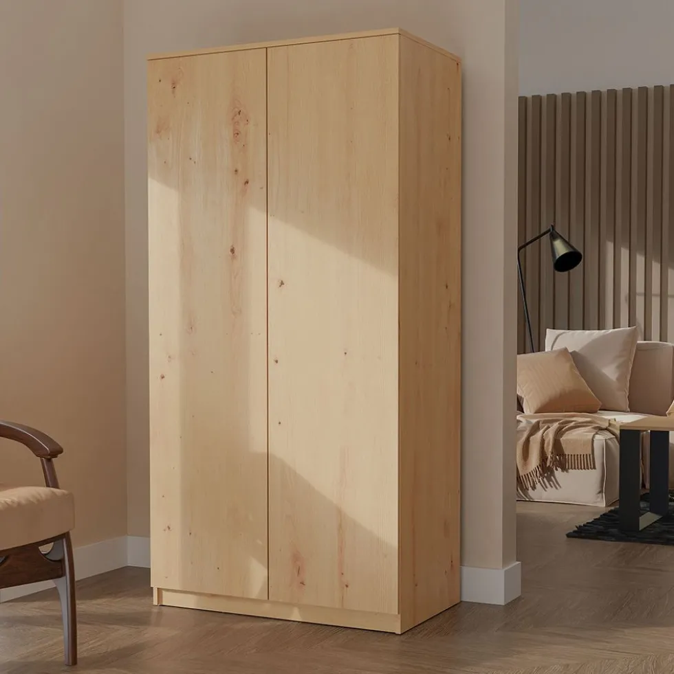 Armadio 2 ante 90x180 cm con ripiani interni rovere AT9