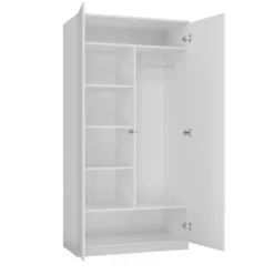 Armadio 2 ante 90x180 cm con ripiani interni bianco opaco AT9