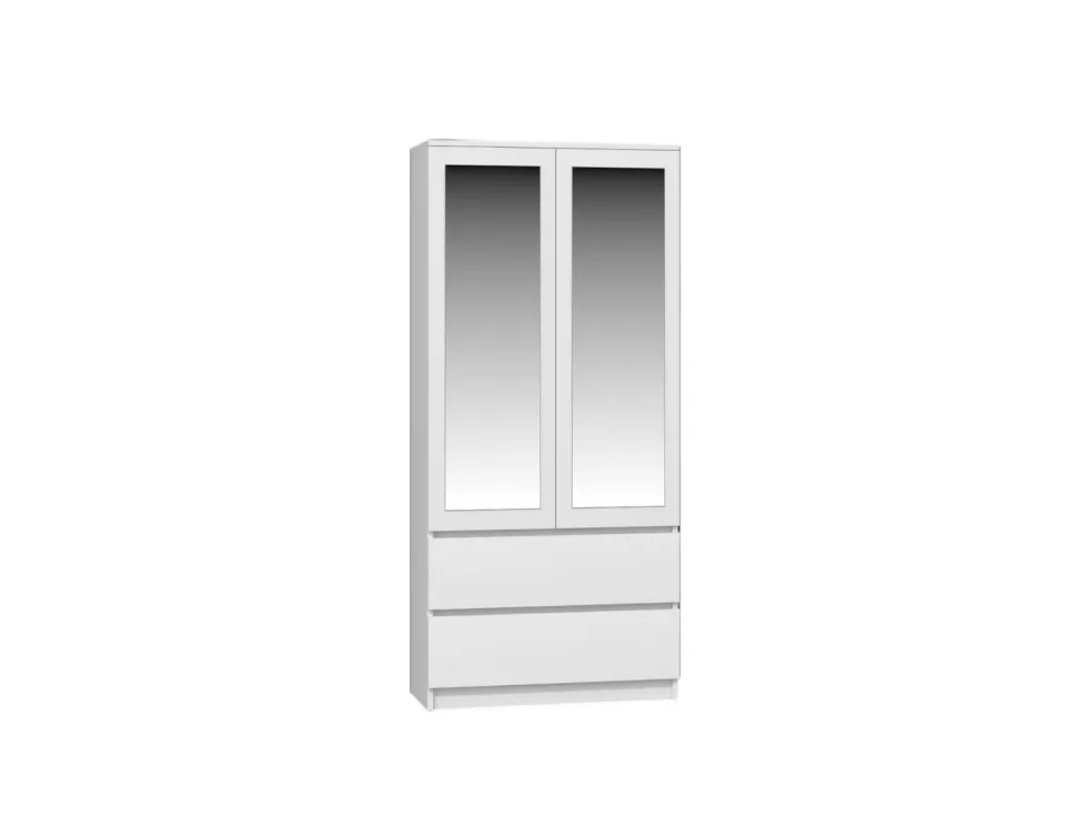 Armadio 2 ante 90x180 cm con specchio bianco opaco AT11