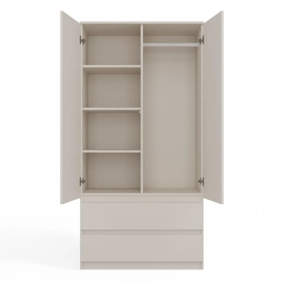 Armadio 2 ante 90x180 cm con specchio beige cashmere AT11
