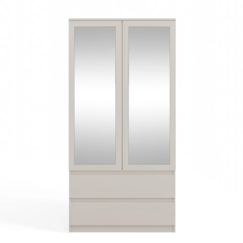 Armadio 2 ante 90x180 cm con specchio beige cashmere AT11