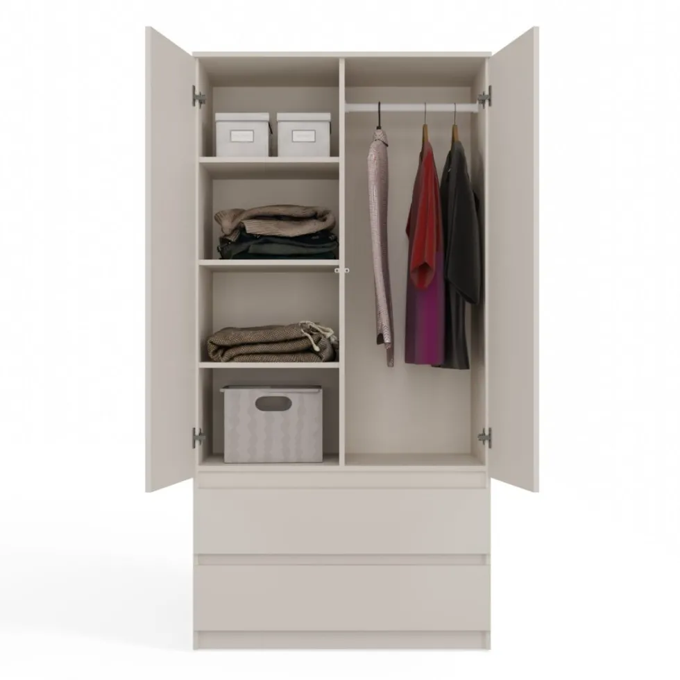 Armadio 2 ante 90x180 cm con specchio beige cashmere AT11