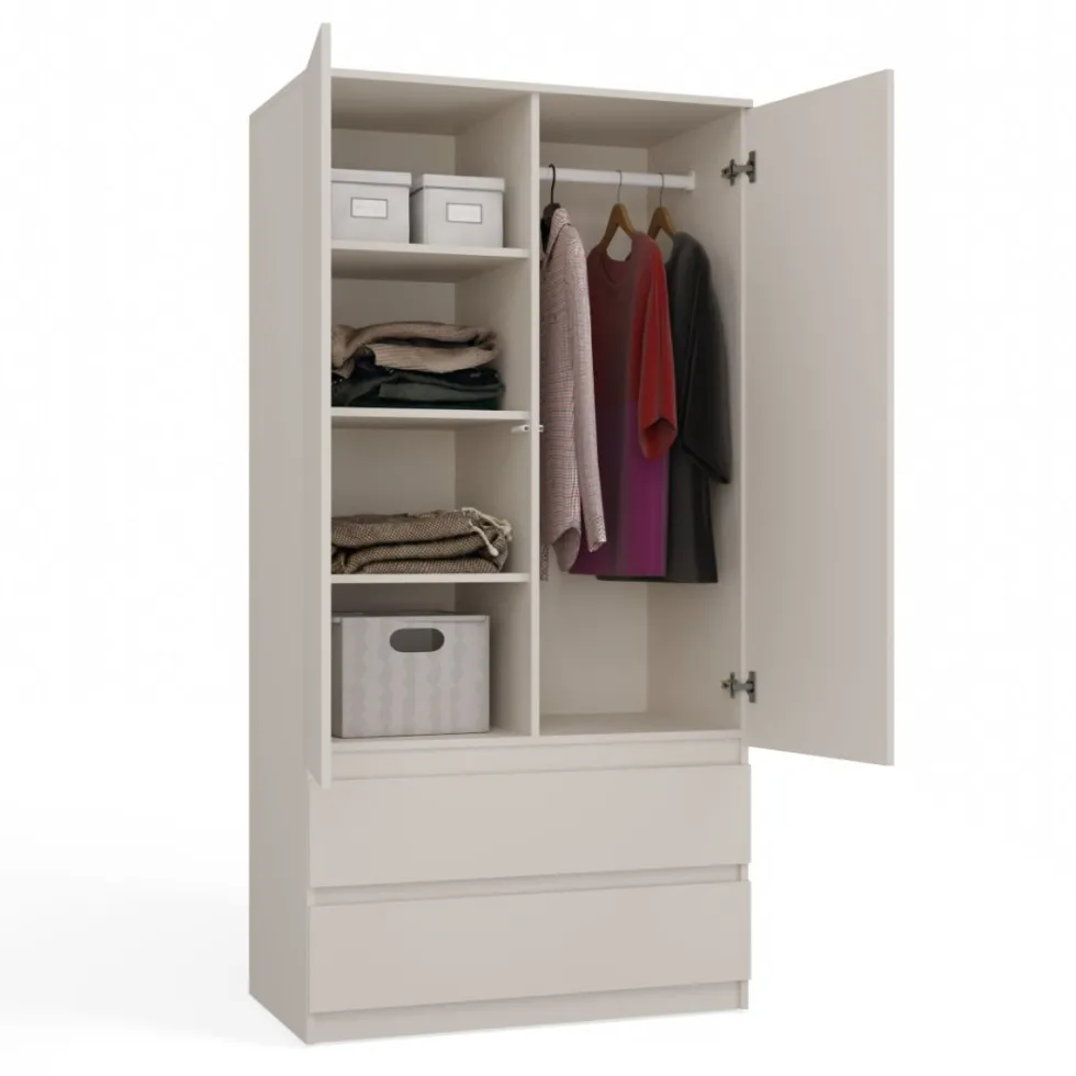 Armadio 2 ante 90x180 cm con specchio beige cashmere AT11
